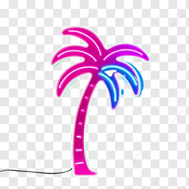 pngtree colorful neon palm tree design with pink trunk and vibrant fronds png image 16612853.webp
